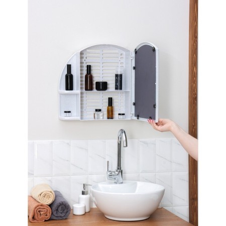 Bathroom cabinet with a mirror "Orion", color white marble-8