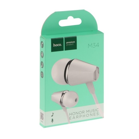 Hoco M34 headphones, wired, vacuum, microphone, jack 3.5 mm, 1.2 m, white-4