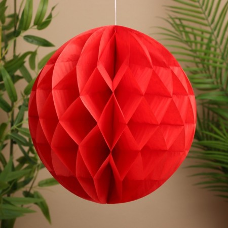 Ball paper decorative, diameter 30 cm cm, col. red