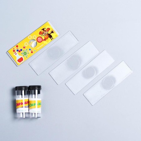 Microscope fixiki with a set for research, light, mix-5
