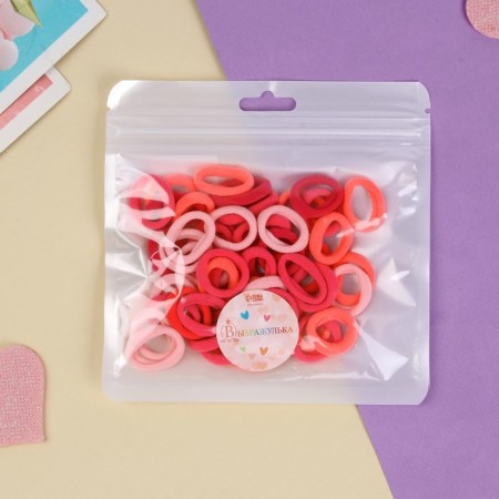 Hair elastic band "Classic Mahrushka" (set 50 pcs) 2 cm, pink-1
