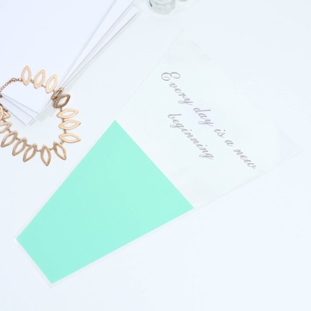 Flower package "EVERY DAY IS A New Begining", mint, 30 x 10 x 45 cm-2