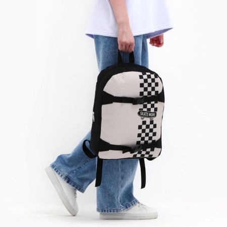 School textile backpack with mount for the skate "Skate More", 38x29x11 cm, black color, lightning department-10