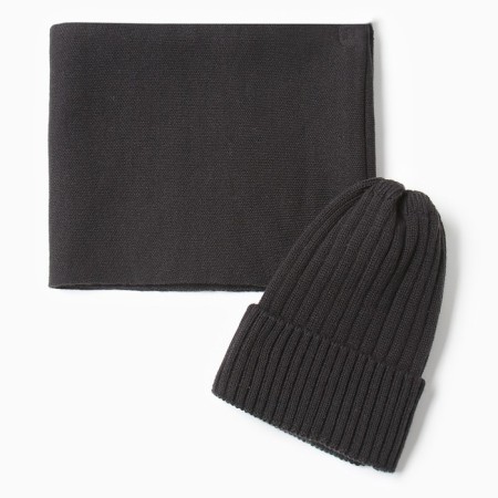 Children's cap KAFTAN with snood, black rr 42-44-2