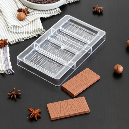 Form for chocolate and sweets “Bow of Tree”, 4 cells, 20 × 12 × 2.5 cm, 8 × 4 × 1 cm