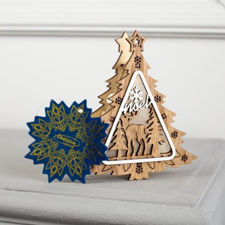 Christmas tree toy "Christmas tree with a deer", from batteries, a glow of warm white-4