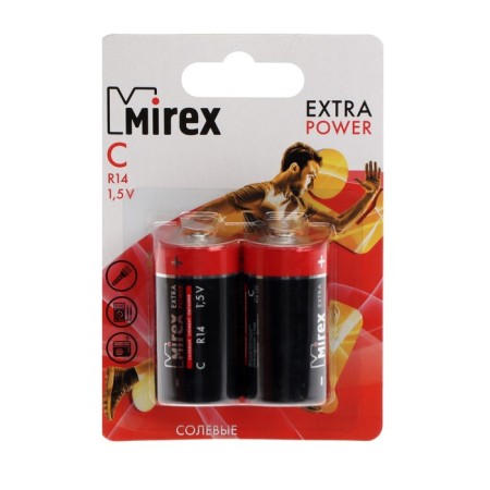 Salt battery Mirex, C, R14-2BL, 1.5V, blister, 2 pcs.
