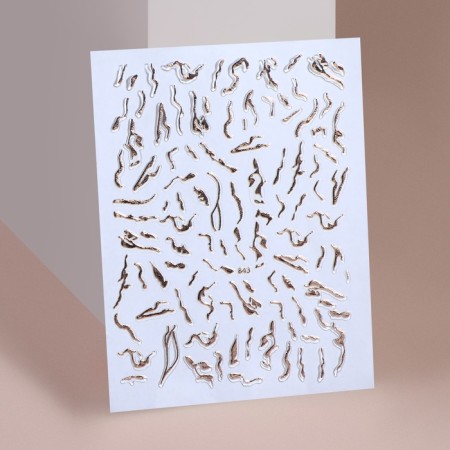 Nail stickers "marble", metallized, golden color