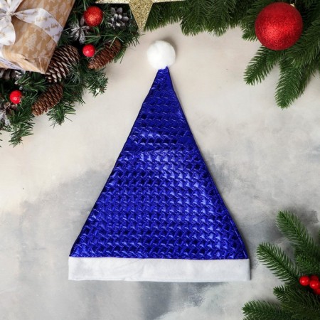 New Year's cap "Texture" 27x33 cm, blue