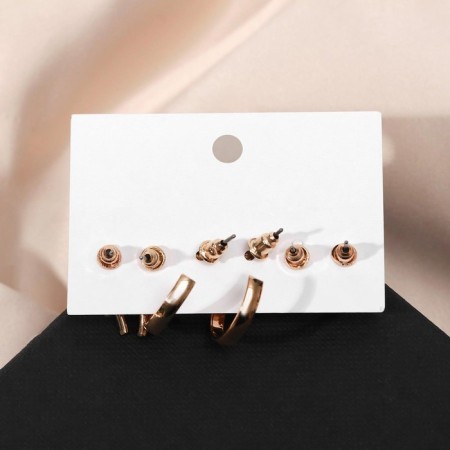 Earrings set 3 pairs of "tenderness" knot, color gold, d = 2-2