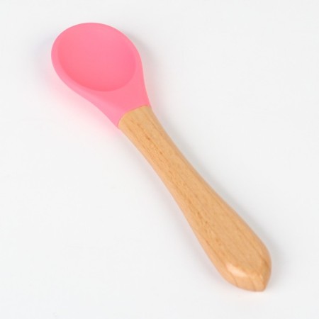 Baby plate on a suction cup, spoon, crumb I, pink color-8