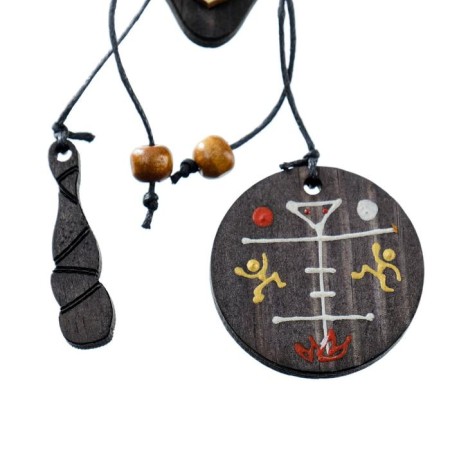 Autonomane "Shaman with a tambourine" cedar, a satellite amulet, mix-8