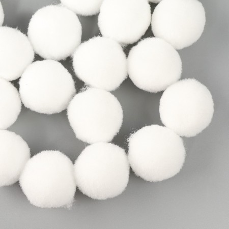 A set of textile details for the decor "bombs" 25 pcs. set, size 1 pc: 2 cm, white color-1