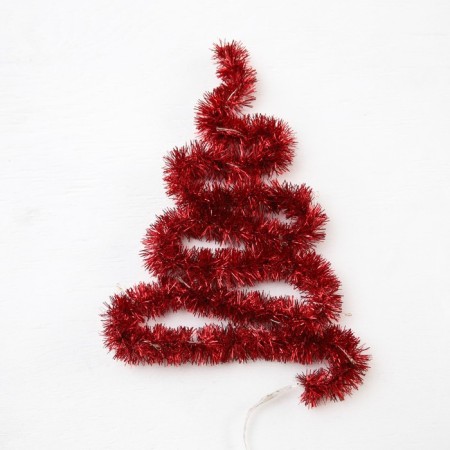 Girland "Mishura" 1 m Rosa, IP20, red thread, 22 LED, 8 layers, d = 3 cm, white glow, CR2032X2-1