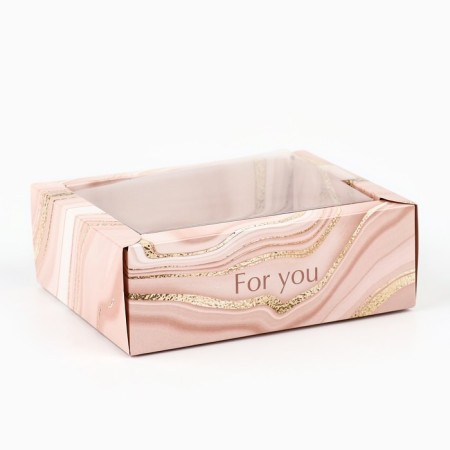 Folding box with a plastic lid "Marble", 11.5 x 9 x 4 cm-1