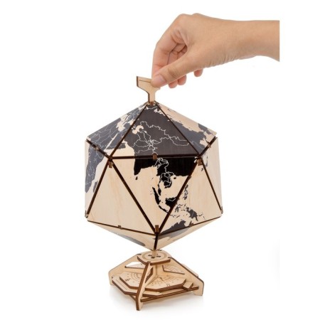 Designer Wooden 3D Ewa Globe Icosahedron with a secret (casket, safe) Black-18