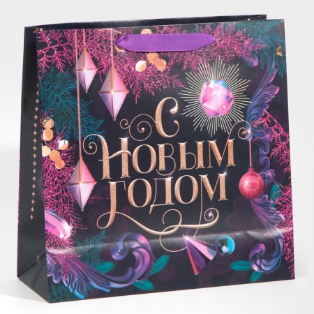 Laminated square "Night", 30 x 30 x 12 cm, new year-3