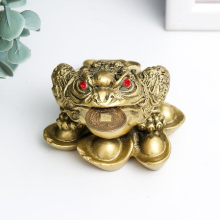 NECSK Polystone for bronze "Cash toad on the ingots of gold" 4.7x6.5x6.3 cm