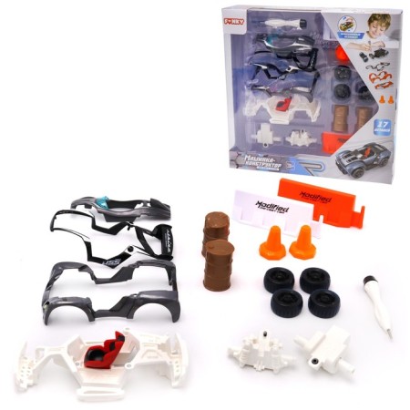 DIY FUNKY TOYS machine, metal, with accessories, gray, 13 cm-4