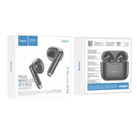 Hoco EW34, TWS, wireless headphones, inserts, BT 5.3, 30/250 mAh, black-3