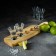Board for serving with a handle, 35 × 9 × 1.8 cm, 4 shots, diameter of cells 3.9 cm, with impregnation, birch