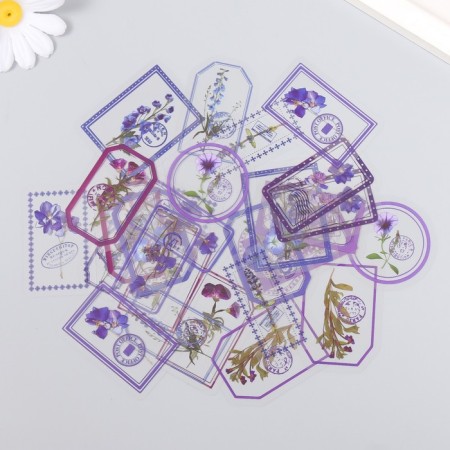 Stickers for creativity "Tags - purple flowers" set of 30 pcs 0.2x8x11 cm