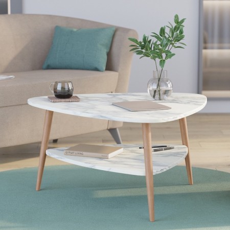Commerce table "Delta", 780 × 770 × 418 mm, color white marble
