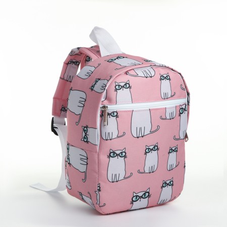 School backpack on lightning, external pocket, pink color