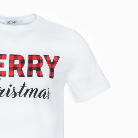 Male T -shirt KAFTAN "Merry Christmas" R.54, White-6