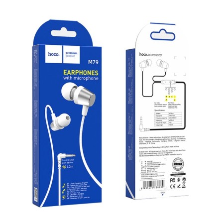 Hoco M79 headphones, wired, vacuum, microphone, jack 3.5 mm, 1.2 m, white-4