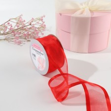 Decorative tape, nylon/satin, 40 mm, 18 ± 1 m, red color