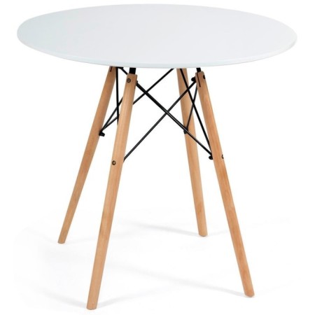 Cindy Next table (Mod, 70-80 MDF) Metal/MDF/Beech, White/Natural D80x75cm-1