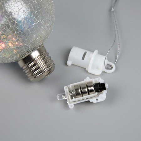 Christmas ball "Frosty pattern", d = 8 cm, 1 LED, LR44x3 (in the set), glow warm white-2