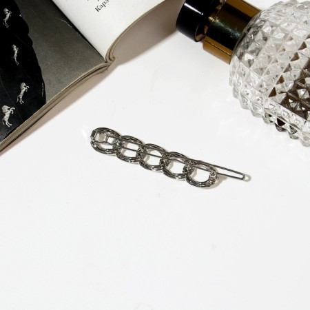 Hair clip "Jacqueline" circles, 7.5 cm, silver-1