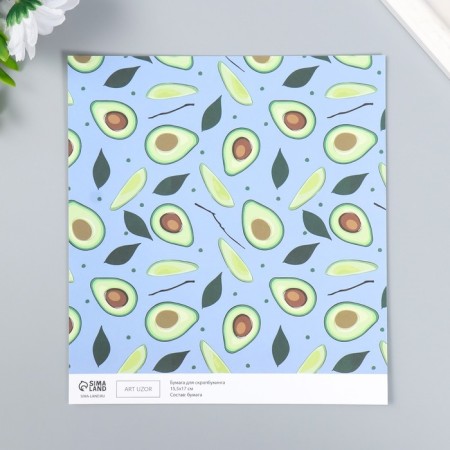 Scrapbooking paper bilateral "avocado" density 180 g 15.5x17 cm-3