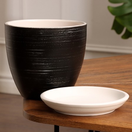 Flower fodge pot of black lines 1.4 liters-1