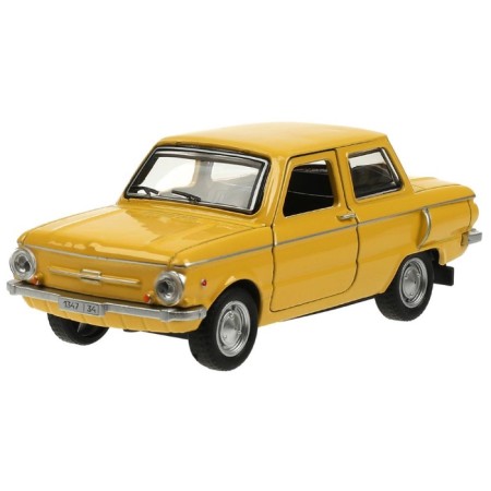 Metal machine "ZAZ -968A", retro - model "Zaporozhets", doors, trunk, inertia, 12 cm yellow are opened-1