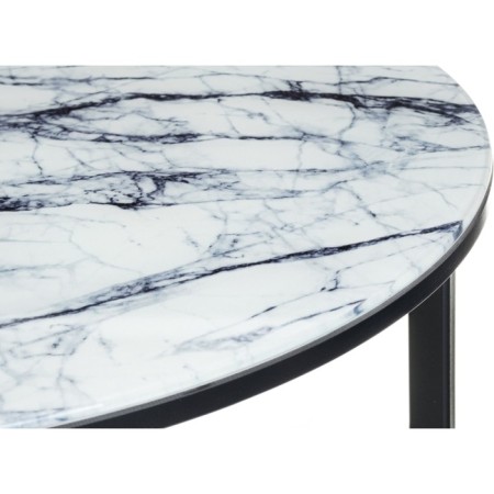 Coffee table Volopas metal, white marble/black 48x48x60 cm-5