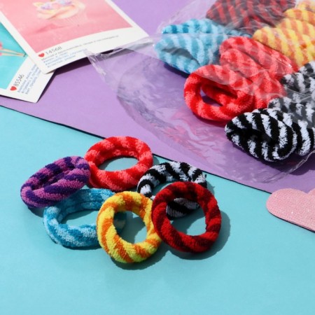 Hair elastic band "Mahrushka" (set of 36 pcs) stripes, 5 cm, mix