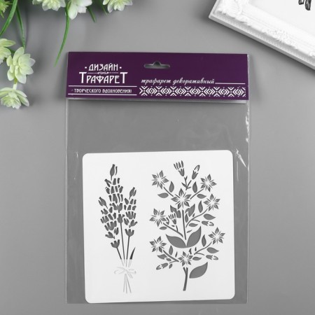 Stencil plastic "Two flowers" 15x15 cm-2