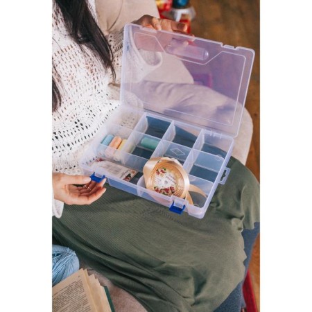 Organizer for needlework, with removable cells, 10 departments, 31 × 20.5 × 6 cm, the color is transparent-3