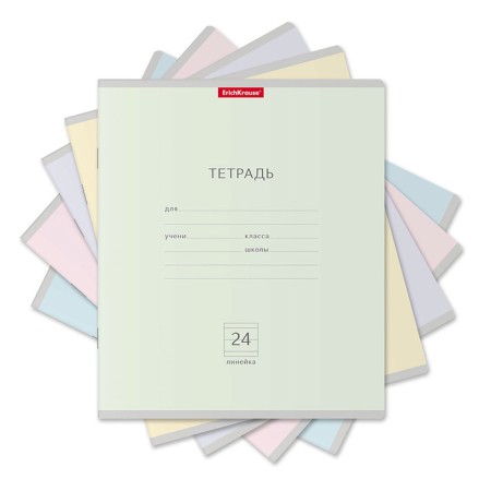Notebook 24 sheets in the Erichkrause line "Classic Pastel", cover coated cardboard, block offset 100% whiteness, mix