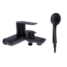 ACCOONA A63207F bath mixer, single -leaf, pour 158 mm, shower set, black