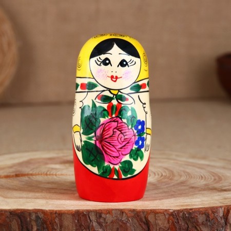Matryoshka "Lydia", red scarf, 5 puppet, 18 cm, mix-2