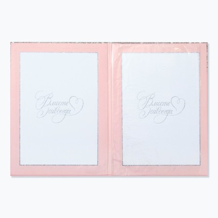 Certificate of marriage "pink with sparkles" embossing, 23.5 x 31.3 cm.-1