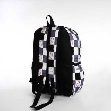 Youth backpack from textiles, 3 pockets, gray/black color-3