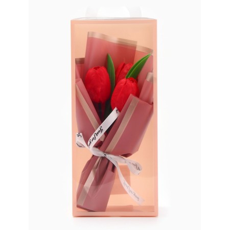 Bouquet of three red tulips-1
