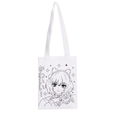 Сумка-шопер, раскраска «Аниме: девочка»-3