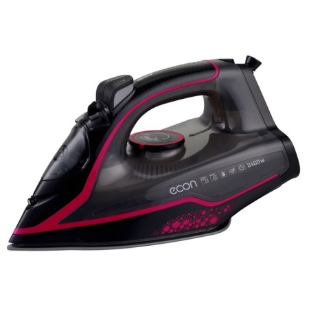 Iron ECON ECO-BI2405, 2400 W, ceramic soles, 210 ml, black-red