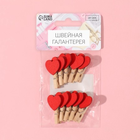 Brongs for sewing "with heart", 3.5 × 2 × 1 cm, 10 pcs, red color-5